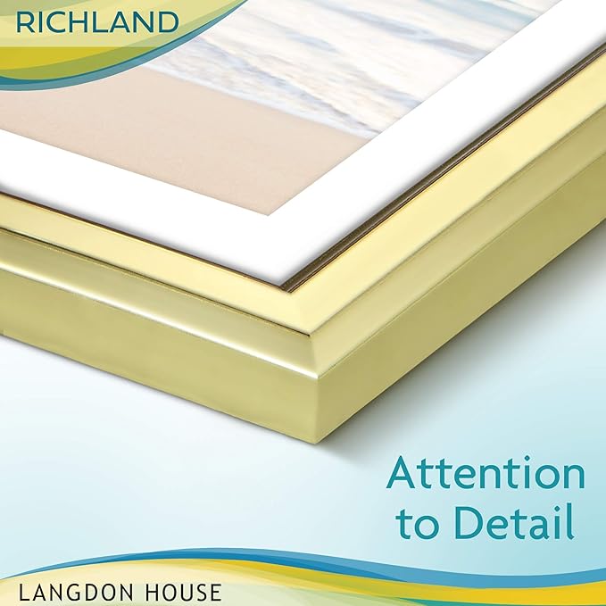 Langdon House 8x10 Gold Picture Frame w/Mat - Distinguished Edging for Classic Style - Richland Collection