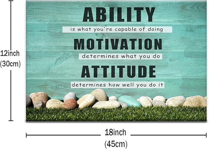 Motivational Wall Decor Inspirational Office Canvas Wall Art Ability Positive Poster Print Artwork for Home Bedroom Bathroom Office Wall Decoration Framed Ready to Hang [18''Wx12''H]