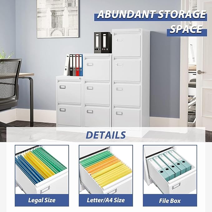 3 Drawer File Cabinet,Metal Filing Cabinets with Lock,18" Deep Office Storage Cabinet for A4/Letter/Legal Size File,Assembly Required