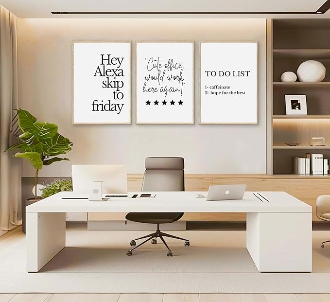 3pcs Inspirational Canvas Wall Art Office Posters Inspirational Quotes Wall Decor Painting Funny Quotes Pictures-cute office would work here again- Prints for Bedroom,Living Room,Office unframed