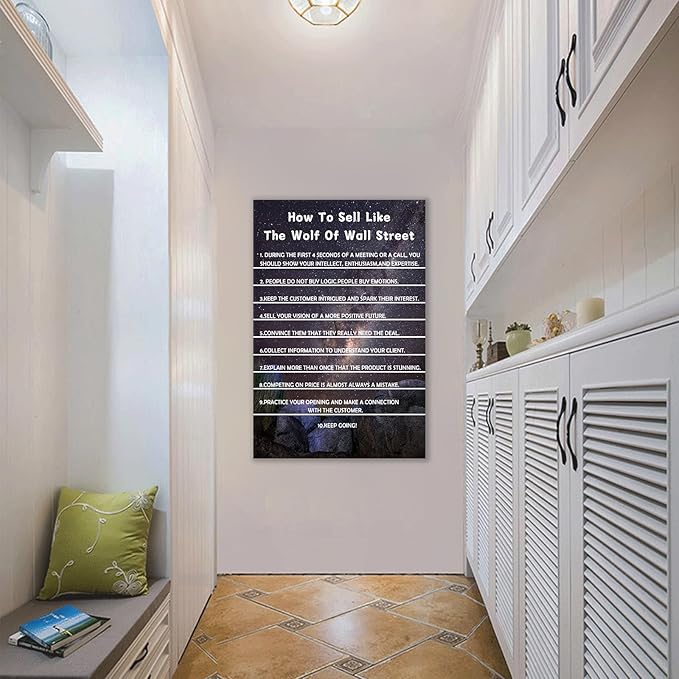 Inspirational Canvas Wall Art Motivational Poster Print Entrepreneur Quotes The Wolf Of Street Picture Painting Wall Decor Artwork for Modern Home Living Room Office Ready to Hang [24''Wx36''H]