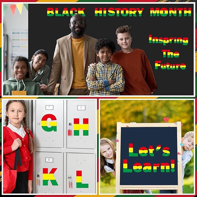 260 PCS Black History Month Bulletin Board Letters and Punctuation Cutout African American Alphabet Chalkboard Decoration Classroom Letter Poster Wall Bulletin Board Display Home School Decor Supplies
