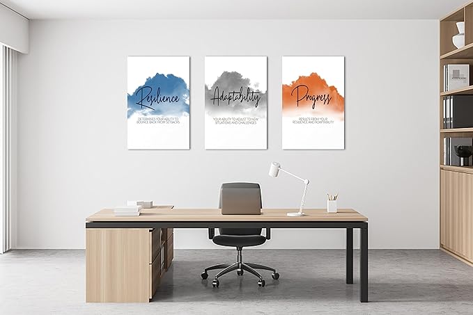 SHMAO 3 Piece Office Canvas Wall Art, Motivational Quotes Print Pictures Wall Decor for Office, Entrepreneur Poster Women Inspirational Framed Artwork Home Office Decor 20''x30'' x 3 Pcs