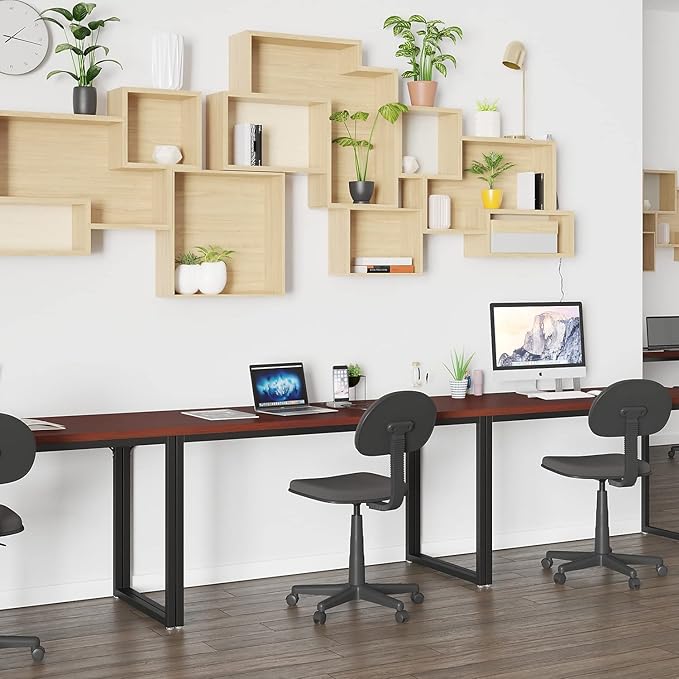 Flash Furniture Modern Commercial Grade Desk Industrial Style Computer Desk Sturdy Home Office Desk - 55" Length (Mahogany)