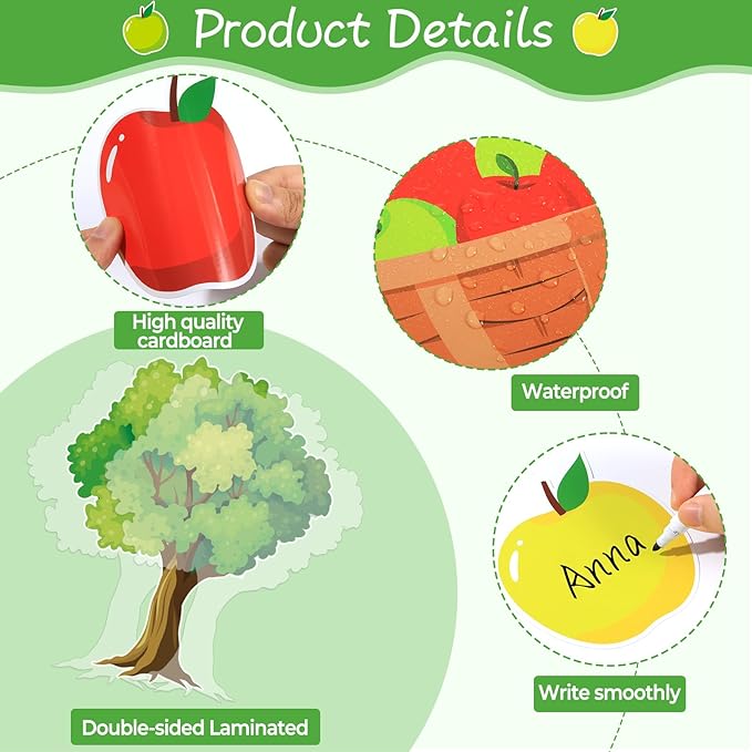 Apple Tree Bulletin Board Inspirational First Day of School Spring Classroom Trees Bulletin Board Decoration Growth Tree Writable Apple Paper Cutout for Religion Chalkboard Decor Wall Door Supplies