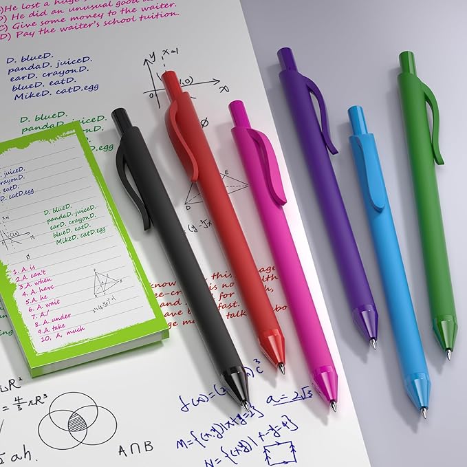 50 Pack Purple Ink Pens - Bulk Pens, 1.0MM Medium Point Ballpoint Pens, Smooth Writing No Bleed Retractable Ball Point Pen (Purple)