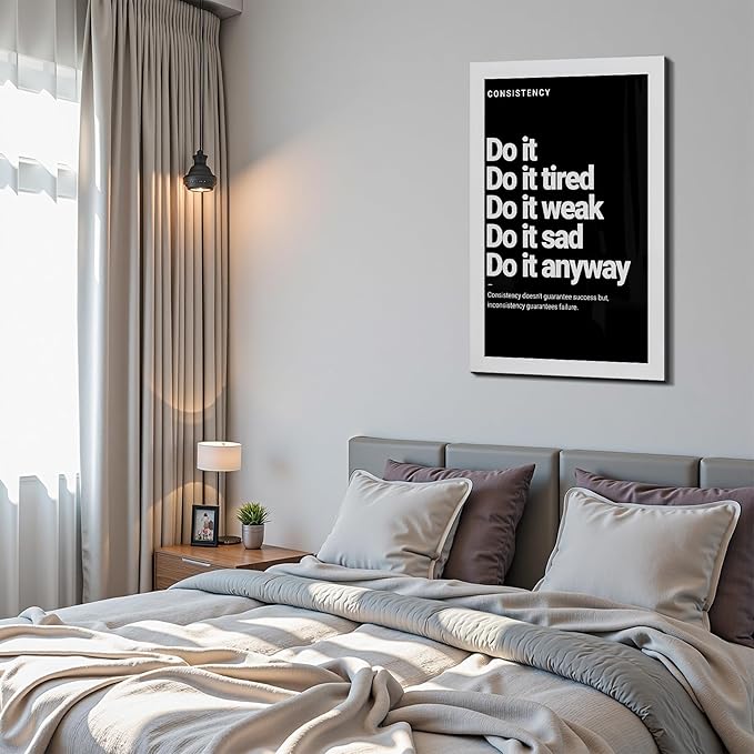 Hard Work Pays Off Framed Canvas Wall Art Motivational Prints Wall Decor for Office Gym Man Cave Bedroom Living Room Dorm Made in USA
