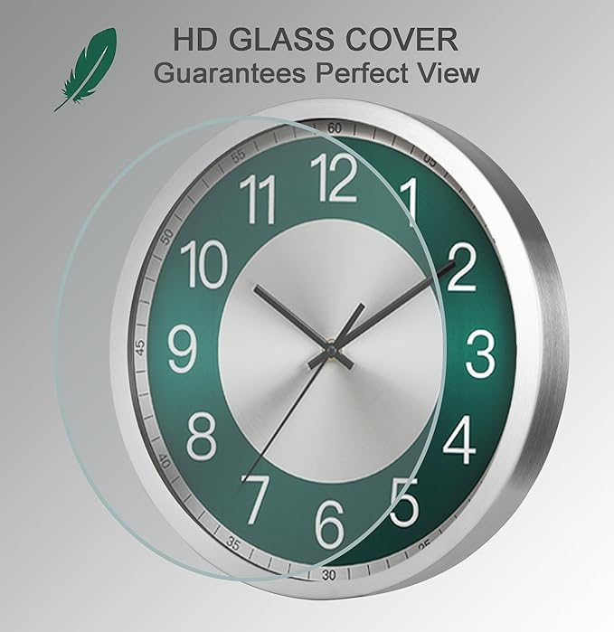 Silent Wall Clock Battery Operated, Modern Metal Wall Clock Decorative for Kitchen/Living Room/Home/Office/School, 12 Inch, Non-Ticking