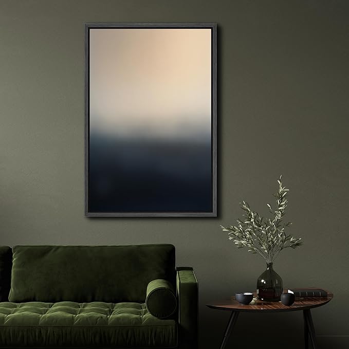 SIGNFORD Framed Canvas Print Wall Art Dark Eclipse Abstract Rich Chocolate and Burnt Umber Abstract Illustrations Modern Art Decorative Relax/Zen for Living Room, Bedroom, Office - 24"x36" Black