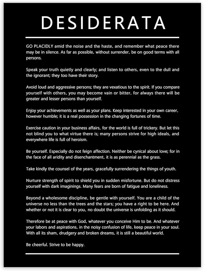 Desiderata Motivational Canvas Wall Art for Office Entrepreneur Quotes Inspirational Posters Picture Prints Canvas Modern Home Decor Painting Artwork Stretched and Framed Ready to Hang [30''W x 40''H]