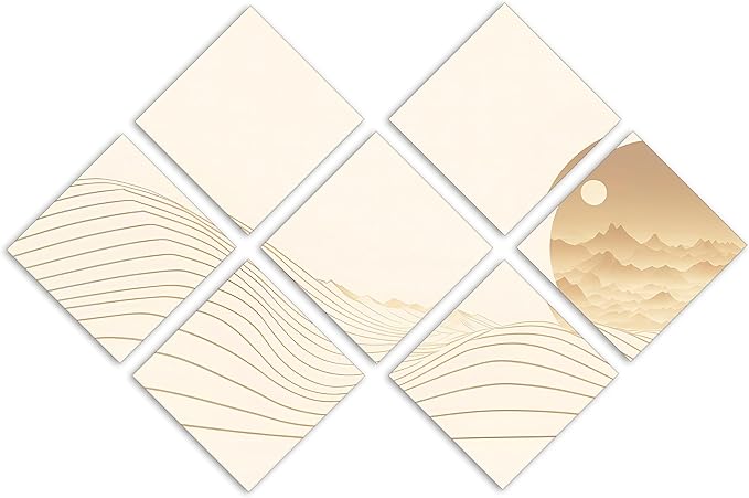 43 x 29 TOTAL - Landsape of lines Wall Art Canvas Geometric Print modern minimalis - 7 Panel Butterfly Split