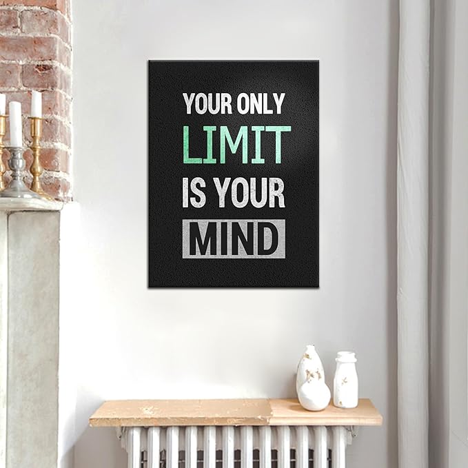 Motivational Office Wall Decor Inspirational Limit Canvas Wall Art Positive Poster Print Entrepreneur Quote Wall Picture Print Artwork for Home Bedroom Living Room Framed Ready to Hang [18''Wx24''H]