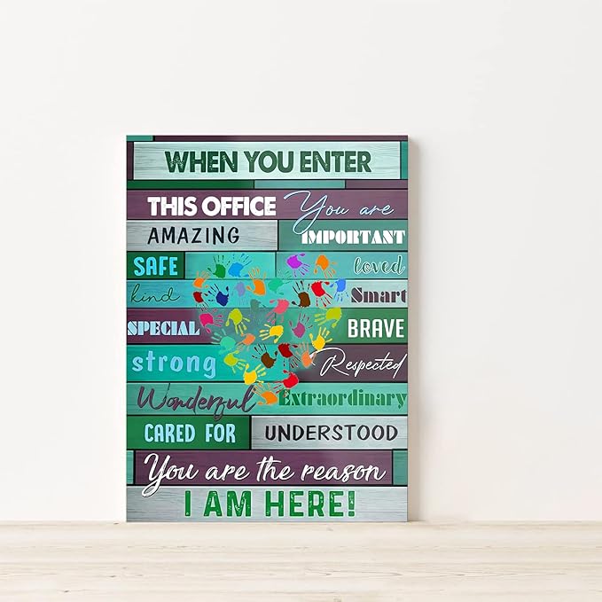 RCVTVPV When You Enter This Office Wall Art You Are Important Amazing Poster Hand Love Canvas Wall Art For Home Office Framed Ready to Hang 16"x20"