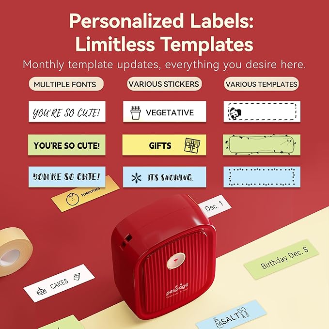 PeriPage Label Maker with Tape, P10 Bluetooth Label Printer with 0.55''x13.8 ft Continuous Labels, Mini Thermal Sticker Printers with Multiple Templates for Home Use, Office Organization