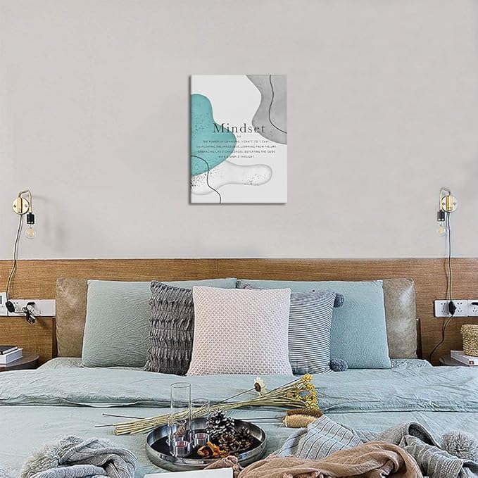 Novatique Mindset Motivational Wall Art Inspirational Canvas Wall Art Motivational Classroom Poster Motivational Positive Quotes Canvas Painting for Living Room Bedroom,12 x 16inch