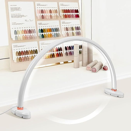 BZJ 20-Inch Half Moon Nail Light for Desk Portable Nail Art Table Lamp with Adjustable Brightness and Color Temperature for Beauty Eyelash Extensions Tattoo Crafts
