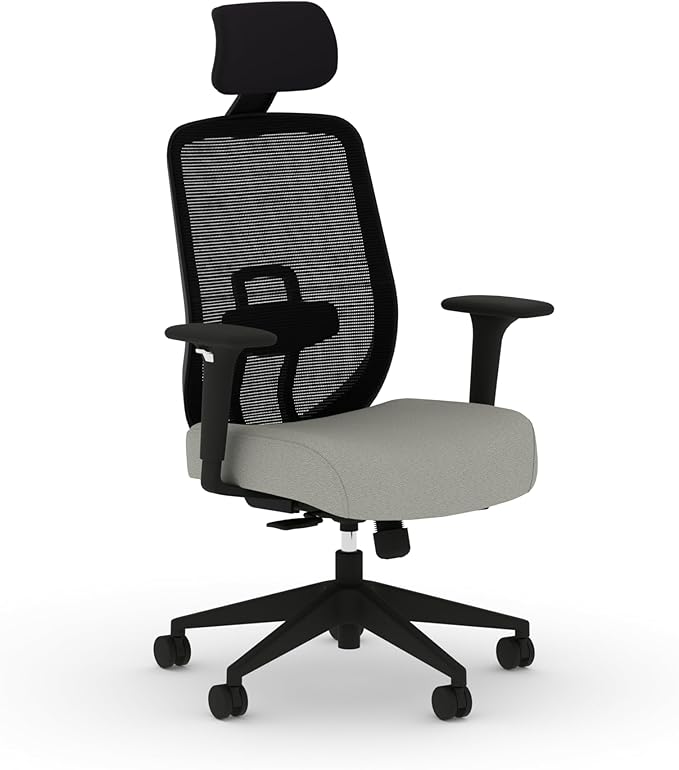HON Altern Ergonomic Office Chair with Headrest, Arms, Wheels, Foam Cushion Seat, Mid Back Home Office Desk Chair Comfy, Gaming Chair, Height Adjustable Arms, Synchro-Tilt, Black Frame, Fog