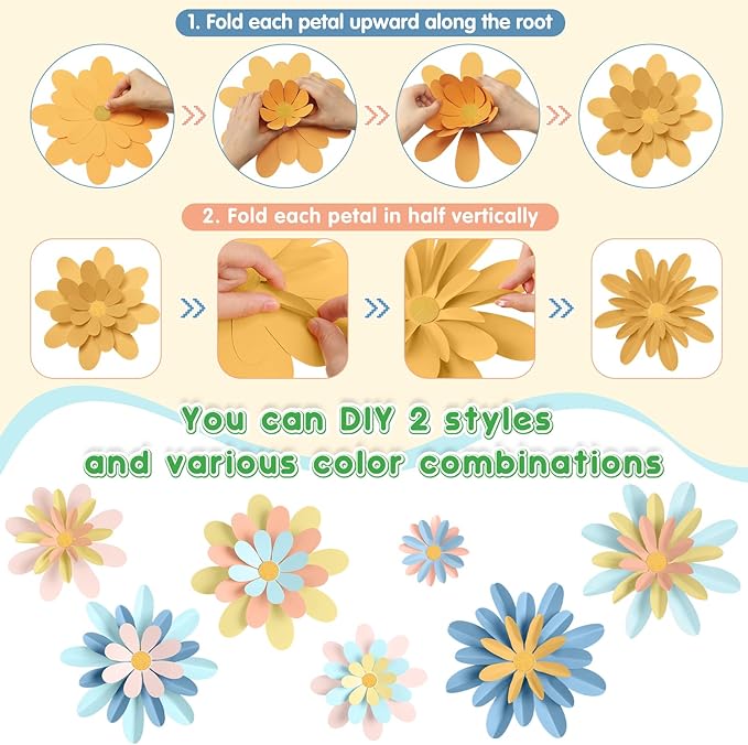 18 Pcs Paper Flowers Decorations for Wall DIY Flower Bulletin Board 3D Fiesta Paper Floral Backdrop Decoration for Photo Backdrop Classroom Back to School Party(Macaron Color)