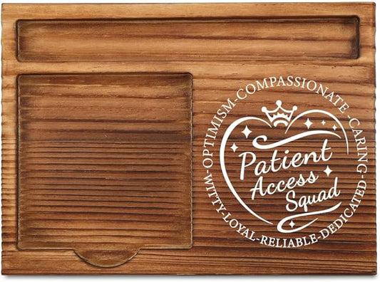 Office Desk Organizer for Patient Access Teams & Healthcare Professionals - Natural Wood with Slots for Sticky Notes, Pens, and Small Office Supplies – Stylish & Practical Workspace Solution,WSH5