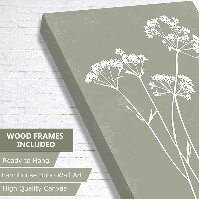 Framed Farmhouse Flower Pictures Wall Art, Nature Floral Pictures Wall Decor, Boho Botanical Wall Art for Bedroom Bathroom Kitchen Living Room Home (Framed, 8x10in, Set of 6)