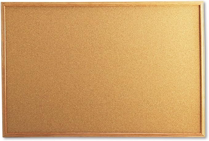 Universal 43603 Cork Board with Oak Style Frame, 36 x 24, Natural, Oak-Finished Frame