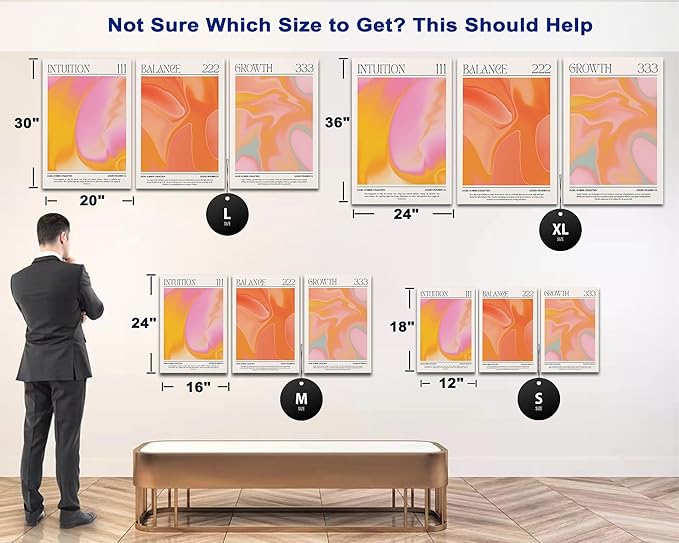 Colorful Gradient Angel Numbers Poster Canvas Print Artwork Room Decor for Bedroom Aesthetic, 3 Piece Framed Inspirational Minimalist Art Paintings Decor for Bedroom Office 24"x36" x 3 Pcs