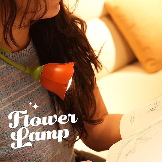 LIYAOLI Cute Cordless Flower Desk Lamp for Girls,Flexible Gooseneck,Rechargeable LED Lamp with USB Charging Port,3 Color Modes & Stepless Dimming, Office Desk Decor