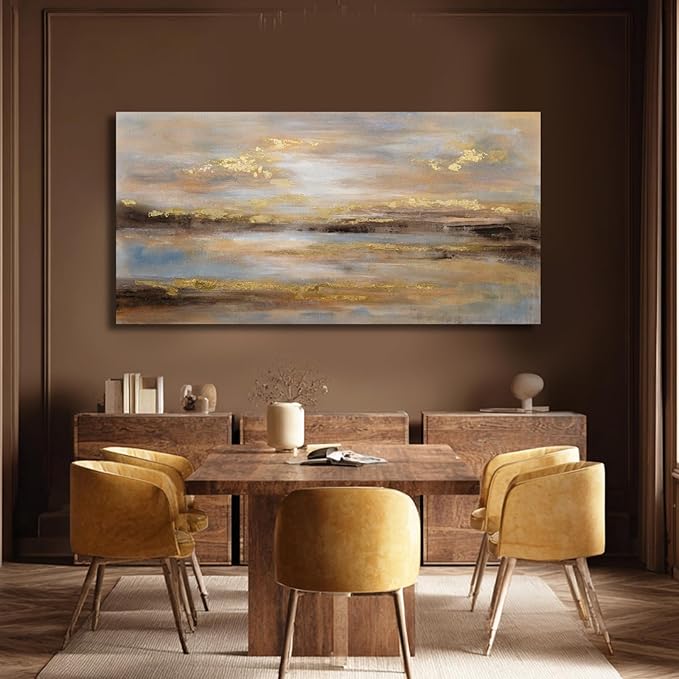 NBAODAN Abstract Wall Art for Living Room Gold and Orange Wall Decor for Living Room Large Neutral Art Pictures Modern Artwork 29x58 Inch Bedroom Dining Room Decorations