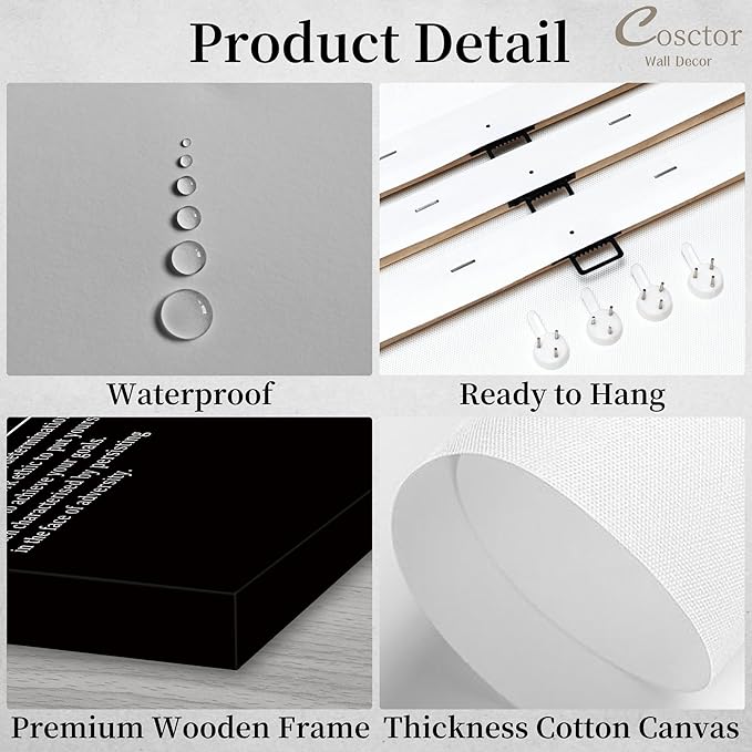 COSCTOR Set of 6 Grind Hustle Execute Motivational Wall Art Picture Decor Canvas Framed for Office Workplace Gym Garage Inspirational Home Posters Ready to Hang(Framed,24x36)