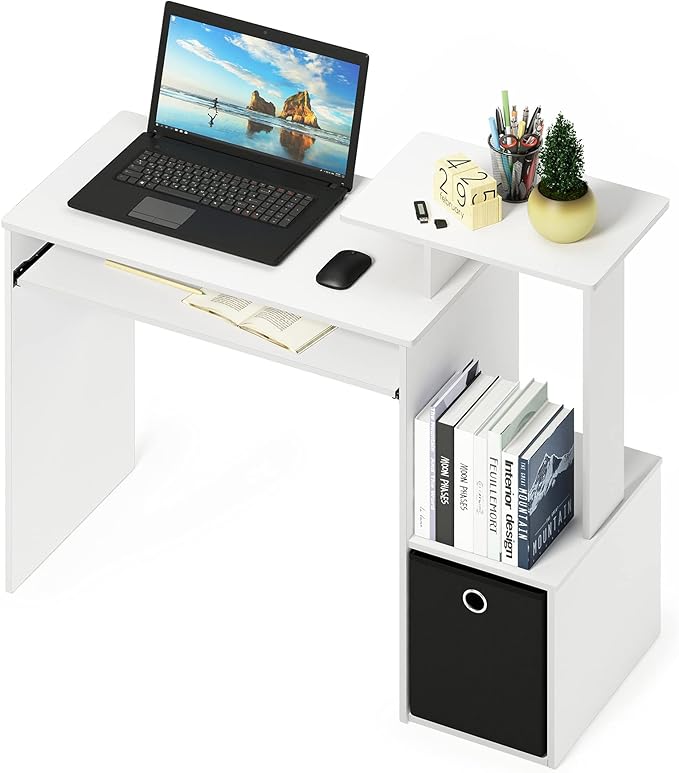 Furinno Econ Multipurpose Home Office Computer Writing Desk, White/Black