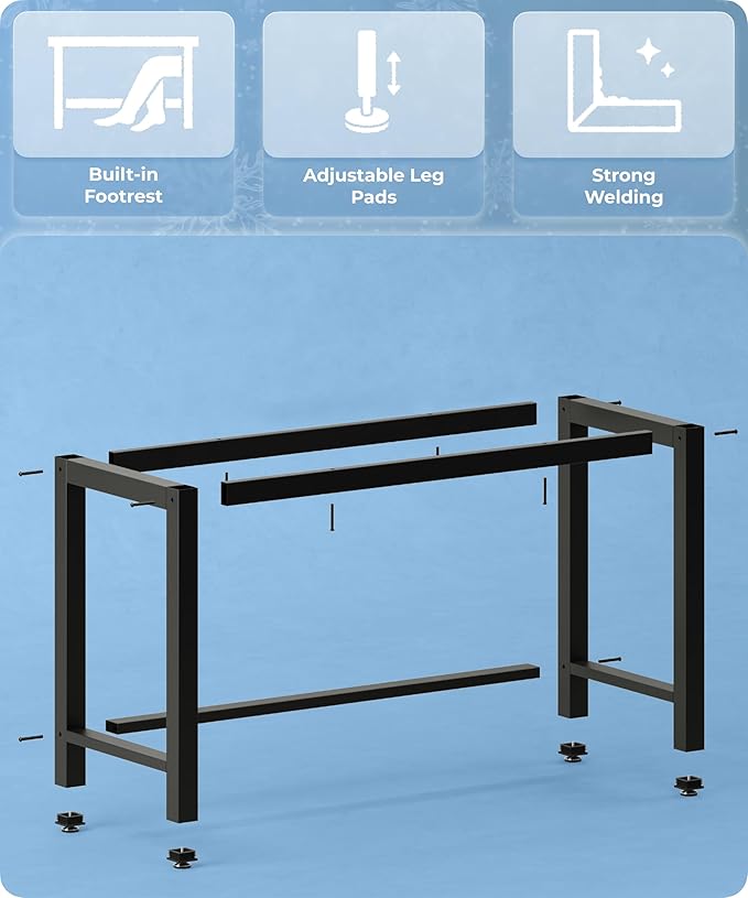 51" Home Office Desk Modern Computer Desk 51.2x23.6x29.5 inches PC Table with Thicken Frame Industrial Style Sturdy Metal Frame Furniture for Writing Gaming Marble White+Black