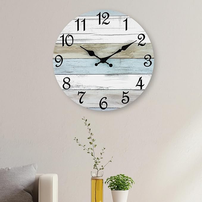 CHYLIN Wall Clock - 18 Inch Silent Non Ticking Wall Clocks Battery Operated, Larger Clock Decorative for Living Room, Kitchen (Blue)