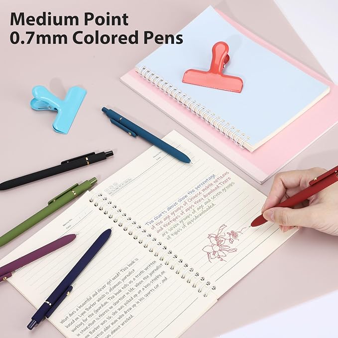 6 Pieces Gel Ink Pen Refills Replaceable Ballpoint Colorful Ink Pen Refills Fine Point 0.7mm Smooth Writing for Office School Supplies (Vintage Colorful Ink)