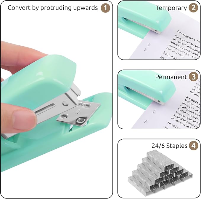Office Accessories, 10Pcs, 360-Degree Rotating Pen Holder, Office Supplies Include Stapler, Tape, Tape Holder, Scissors, Ruler, Staple Remover, 1 Box of Staples, Paper Clips Kit for Office School