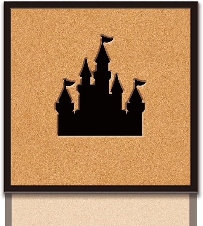 CRASPIRE Castle Pin Board 11.8x11.8In Thick Cork Board Square Wall Mounted Framed Bulletin Display Badge Wooden Decorative Corkboard Memory Memo Brooch Lapel Storage Jewelry for Home Classroom Wedding