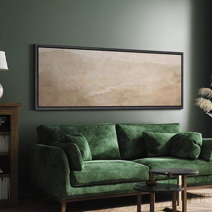 SIGNFORD Large Framed Canvas Soft Sandstone Valley Abstract Landscape Illustrations Modern Art Calm Warm for Living Room, Bedroom, Office - 60"x20"