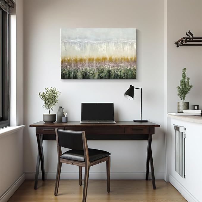 gaosoul Modern Abstract Wall Art Impressionist Style Oil Painting Prints on Gallery Wrapped Canvas Neutral Tone Abstract Wall Decor for Living Room Bedroom Office Framed 36x24in