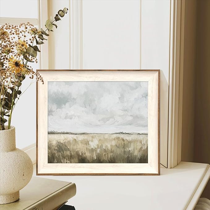 ASTRDECOR Framed Vintage Wall Art for Living Room Decor, Farmhouse Decor Country landscape Canvas Wall Art for Bedroom, Fall Grass Field Autumn Oil Painting, Vintage Pictures Farmhouse Wall Prints-10''x12''