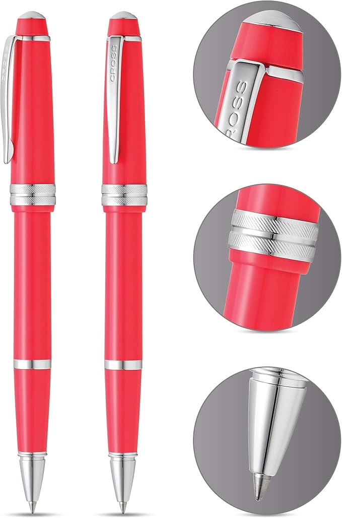 Cross Bailey Light Polished Coral Rollerball Pen - Professional Pen for Effortless Writing - Journaling, Note-Taking & More - Black Ink - Easy Handling - Includes Gift Box