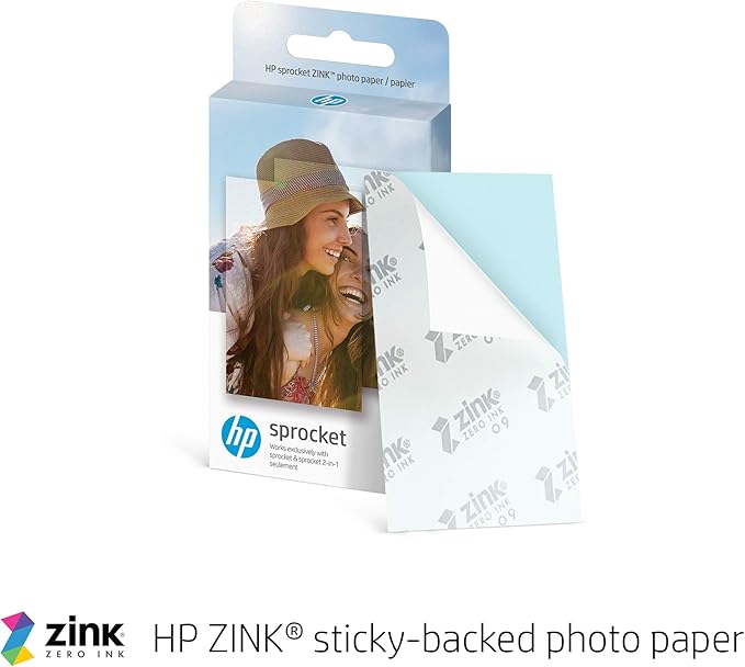 HP Sprocket 2x3 Premium Zink Sticky Photo Paper Compatible with HP Sprocket Photo Printers -Bundle Zink Paper, Photo Album and Sticker Sets.