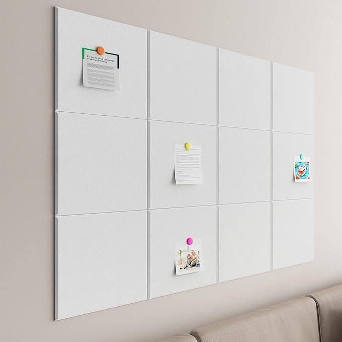 Large Cork Boards for Walls – 48" x 36" Self Adhesive Felt Wall Tiles, Ideal for Office Wall Organizing Bulletin Board, Easy to Install Cork Boards Felt Board
