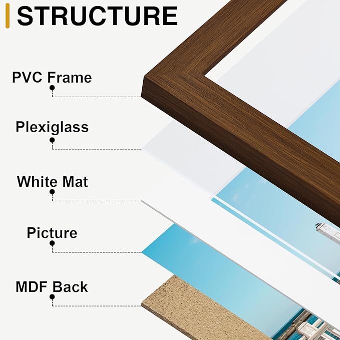 decorUhome Picture Frames Collage Wall Decor for Photo Gallery Display, Assorted Picture Frames set of 10 Including Two 8x10 / Four 5x7 / Four 4x6 for Family Wall Decor, Brown, 10 Pack