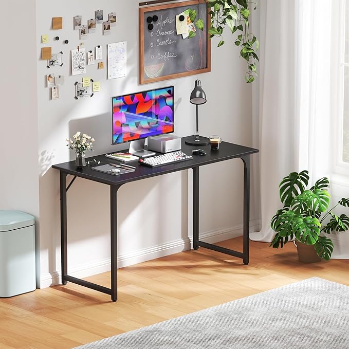 Computer Desk 47 inch Study Writing Table,Workstation Adjustable feet,Gaming Desk Modern Furniture for Home Office,Black