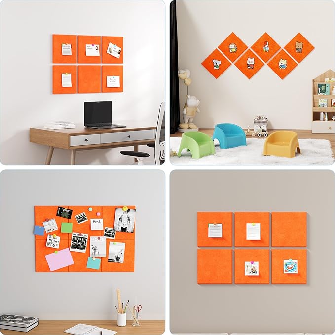 Large Cork Boards for Walls – 36" x 24" Self Adhesive Felt Wall Tiles, Ideal for Office Bulletin Board, Easy to Install Pin Board Photo Board