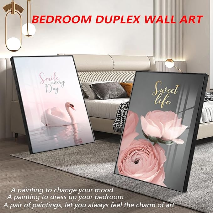 Wall Art for Office Framed Decorative Oil Painting Set Posters for Room Decorative Modern Artwork Ready to Hang 2 Pieces,U,23.6 * 15.7in