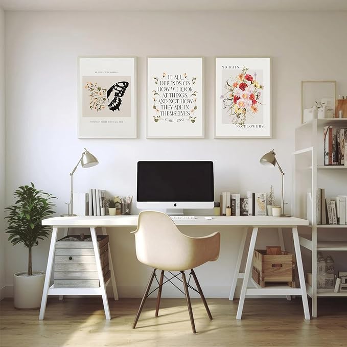 VVL 3Pcs Inspirational Quotes Wall Art for Office Mental Health Wall Art Motivation Painting Picture Wall Decor for School Office Treatment Room Home Decoration 12x16in Unframed