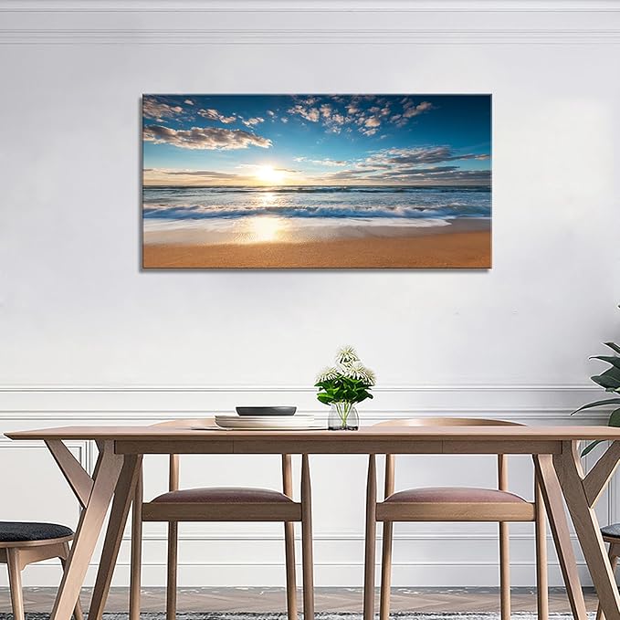 YYYYHPP YP1950 Beach Sunrise Over The Tropical Sea Pictures Print on Canvas Wall Art for Home Decor, Stretched and Framed, Easy to Hang
