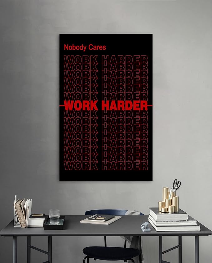 Yatsen Bridge Success Motivational Quote Posters Modern Nobody Cares Work Harder Entrepreneur Inspirational Motto Canvas Wall Art Framed Ready to Hang for Office Home Decor - 28''W x 44''H