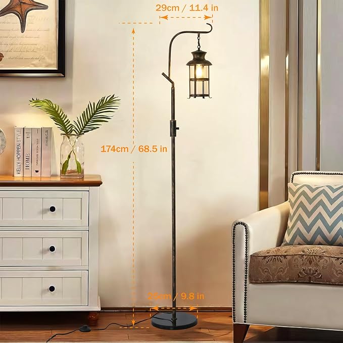 Vintage Dimmable Floor Lamp,Classical Lanterns Standing Lamp, Rustic Farmhouse Floor Lamp with Bronze Finish for Living Room Bedroom,Bar,Basement (Bronze)