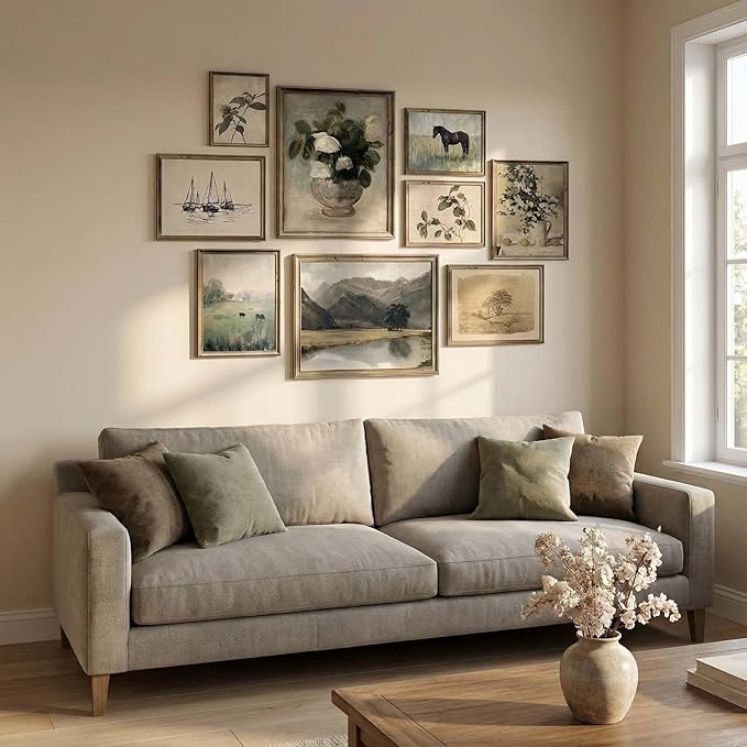Vintage Wall Art Decor, Farmhouse Wall Prints for Bedroom, Rustic Posters for Room Aesthetic, French Country Landscape Paintings Farmhouse Antique Posters, Cottagecore Dorm Gallery Home Decor,Unframed